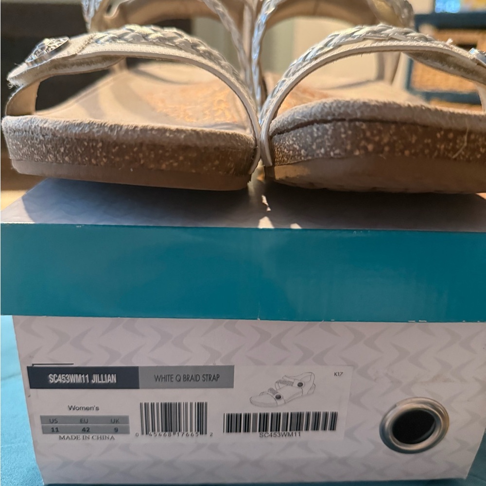 ARTREX Jillian Braided Wedge Sandals White Silver Cork Wedge  Size 11 - Picture 10 of 12